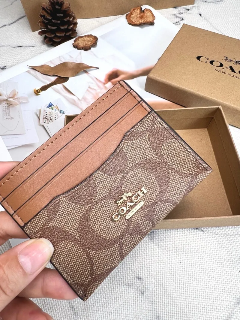 Coach Brown Signature Card Holder - Image 3