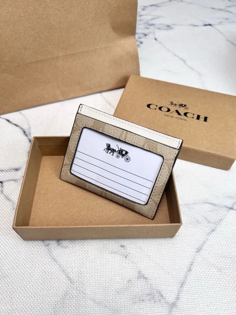 Alternative view of Coach Signature Card Holder Light Khaki White