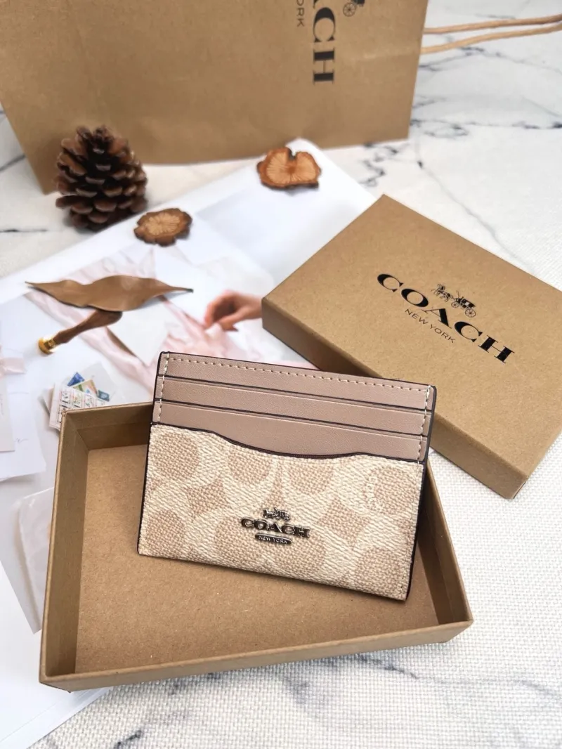Coach Light Beige Signature Card Holder
