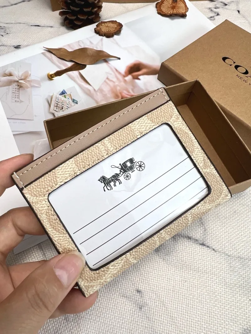 Coach Light Beige Signature Card Holder - Image 4