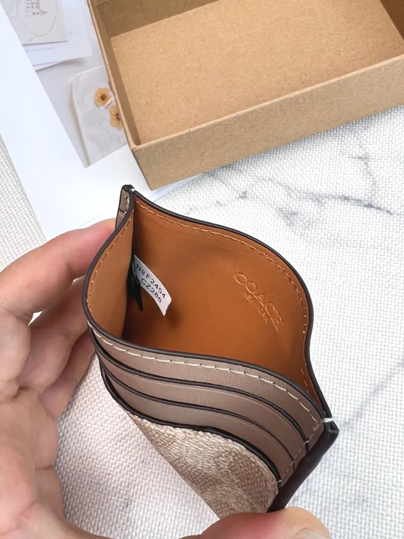 Coach Light Beige Signature Card Holder - Image 8