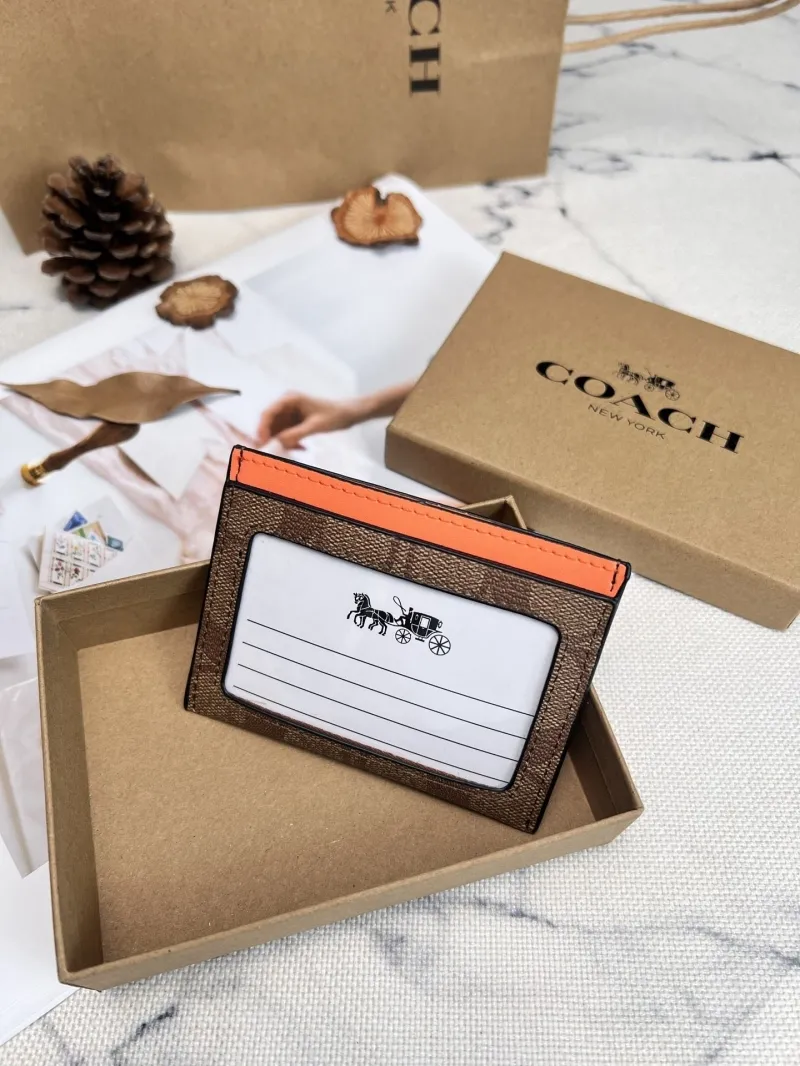Alternative view of Coach Orange Brown Signature Card Holder 91
