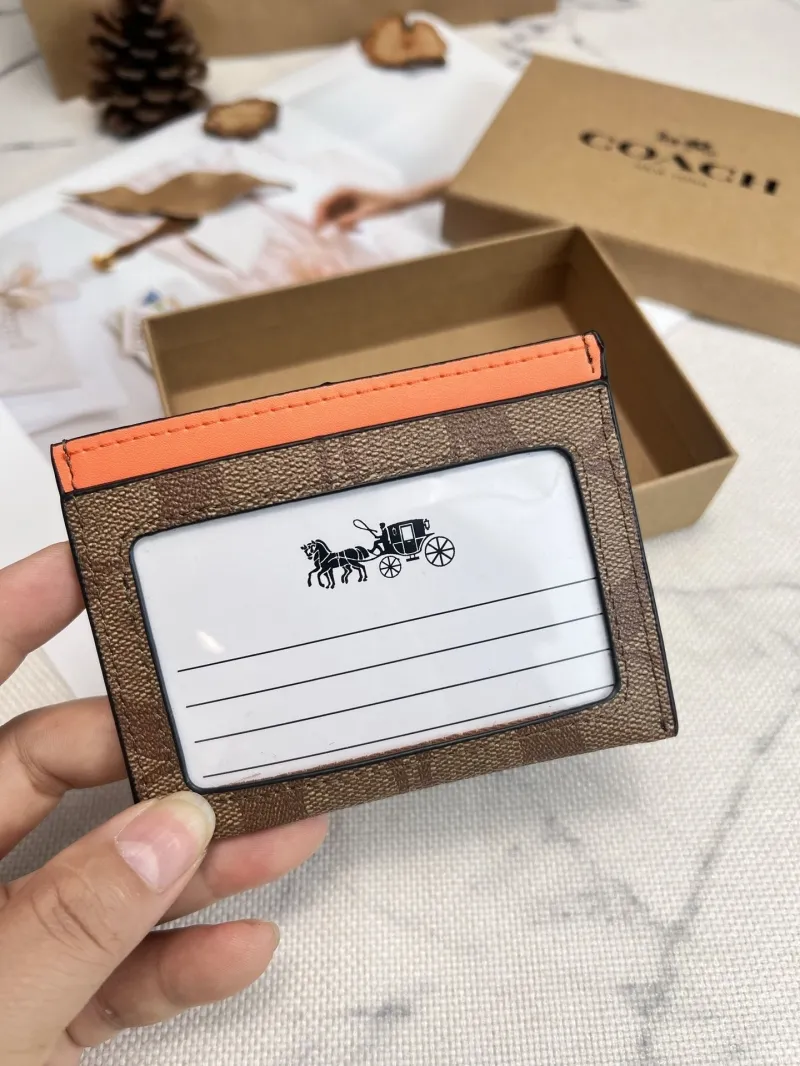 Coach Orange Brown Signature Card Holder 91 - Image 4