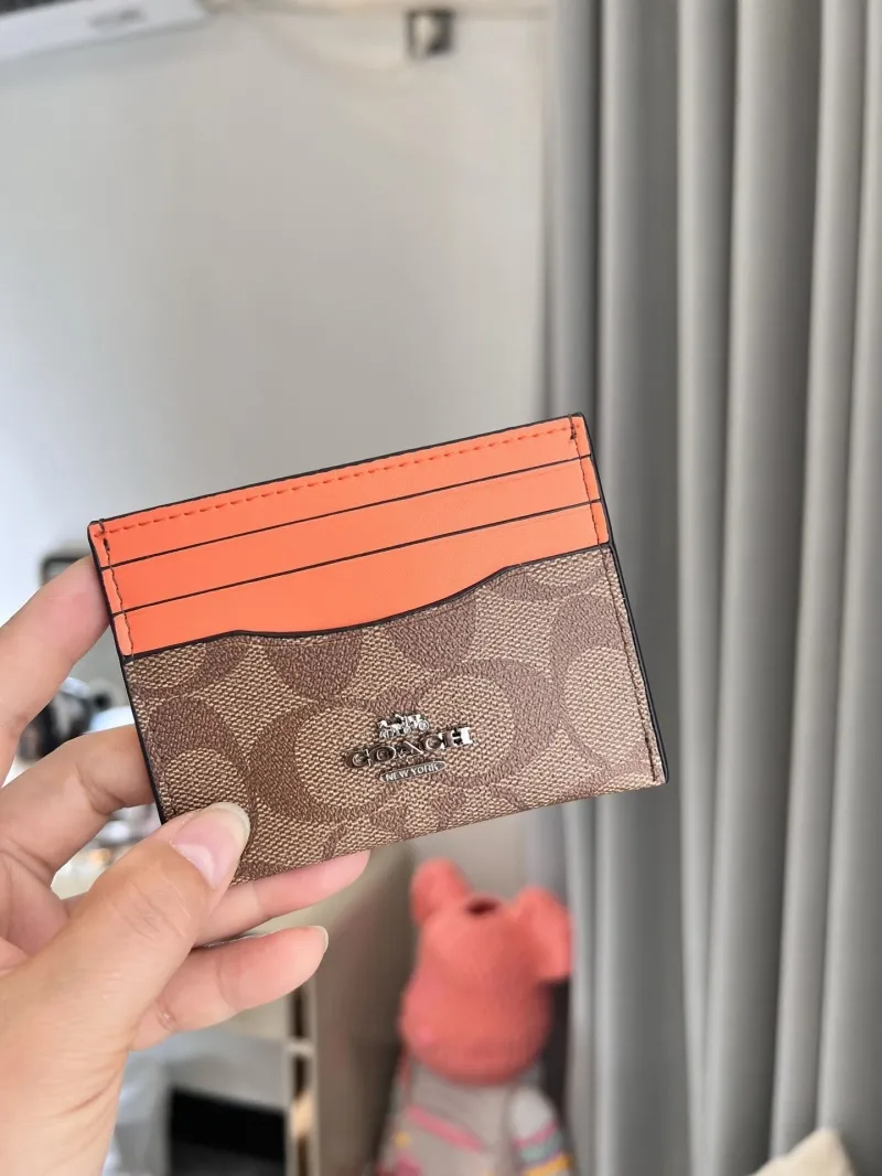 Coach Orange Brown Signature Card Holder 91 - Image 6