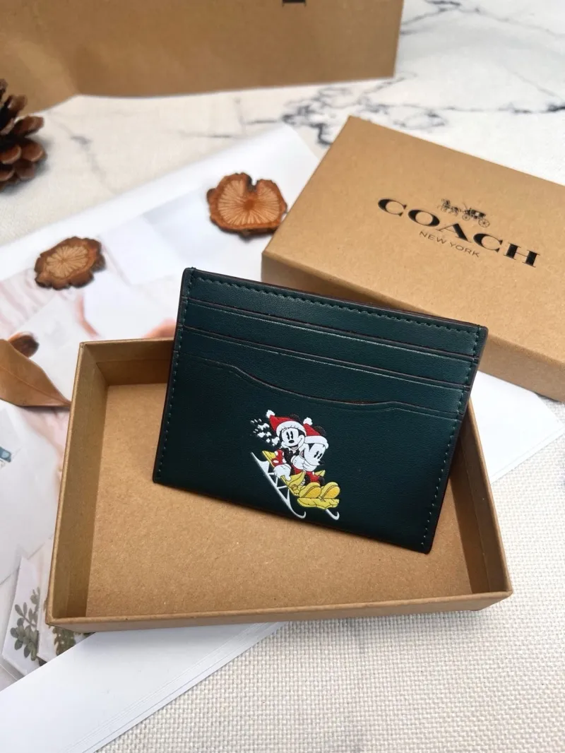 Coach Dark Green Disney Mickey Mouse Card Holder