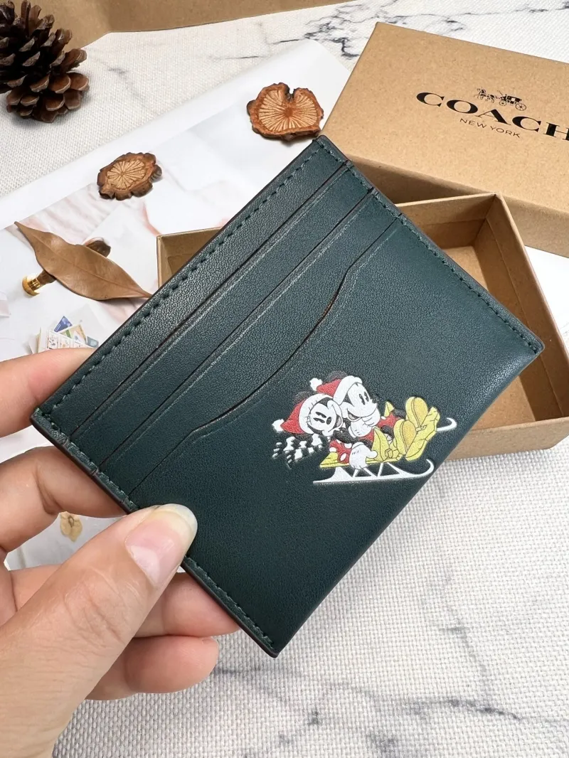 Coach Dark Green Disney Mickey Mouse Card Holder - Image 3