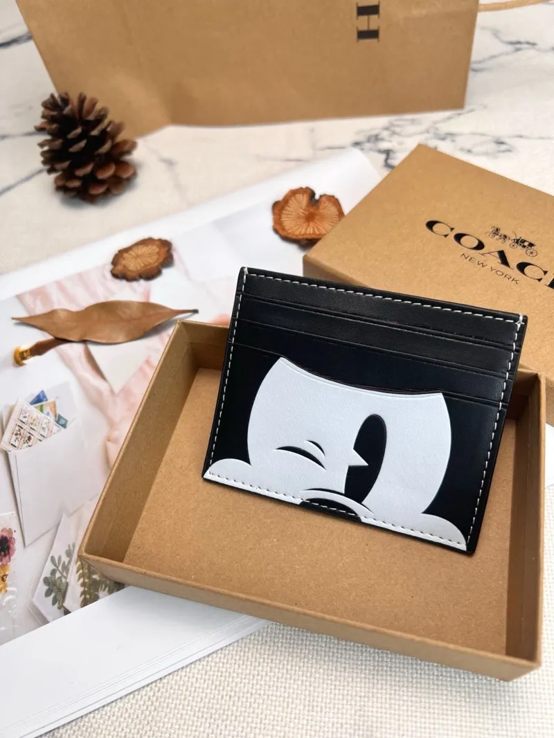 Coach Black White Leather Card Holder
