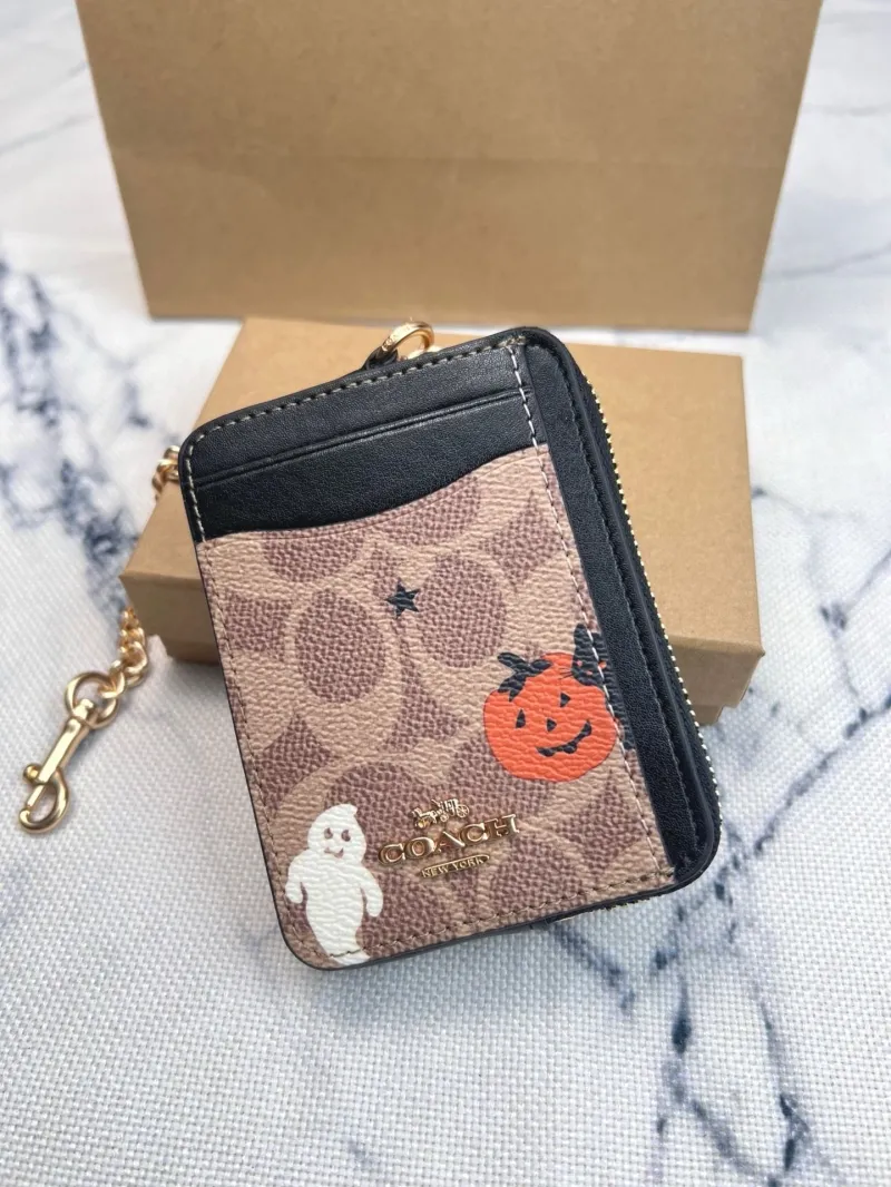 Coach Halloween Print Zip Card Case with Chain - Image 3