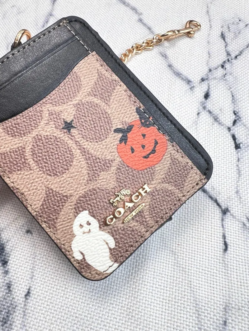 Coach Halloween Print Zip Card Case with Chain - Image 4