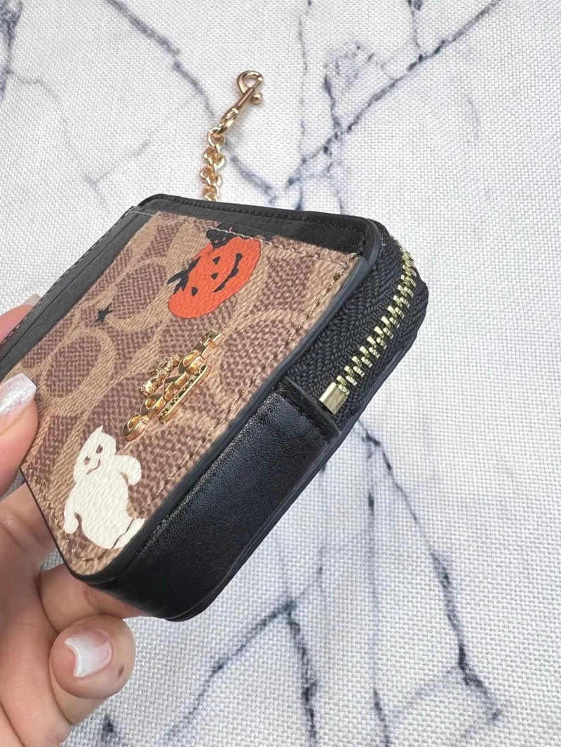 Coach Halloween Print Zip Card Case with Chain - Image 5