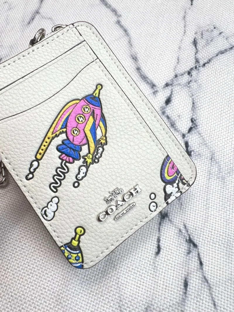 Coach Off White Rocket Print Chain Card Case Wallet - Image 4