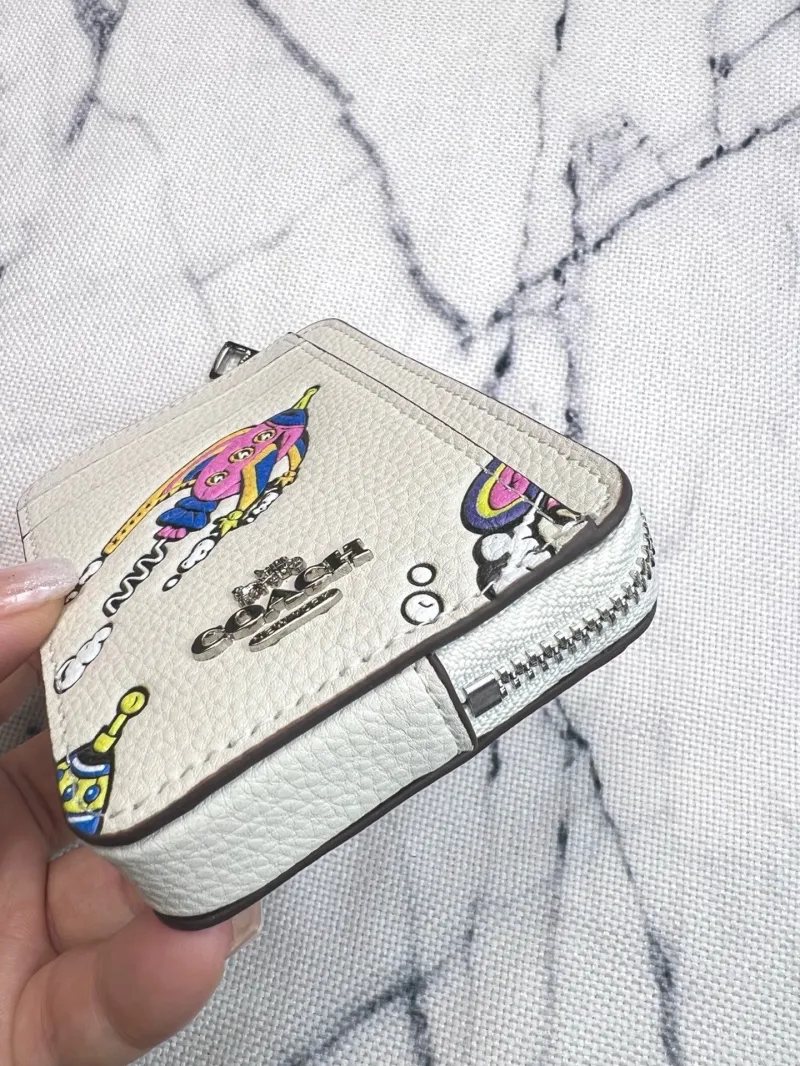 Coach Off White Rocket Print Chain Card Case Wallet - Image 5