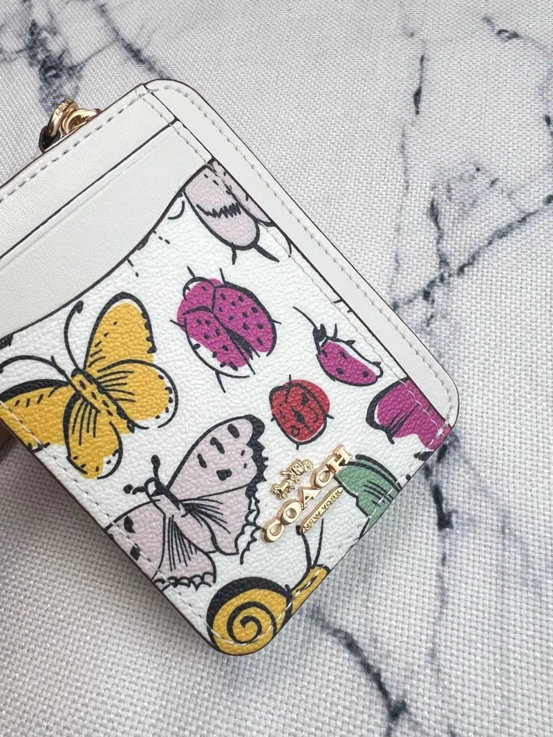 Coach White Insect Print Chain Card Case Wallet - Image 4