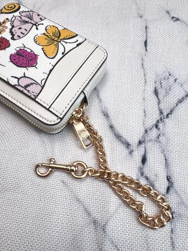 Coach White Insect Print Chain Card Case Wallet - Image 6