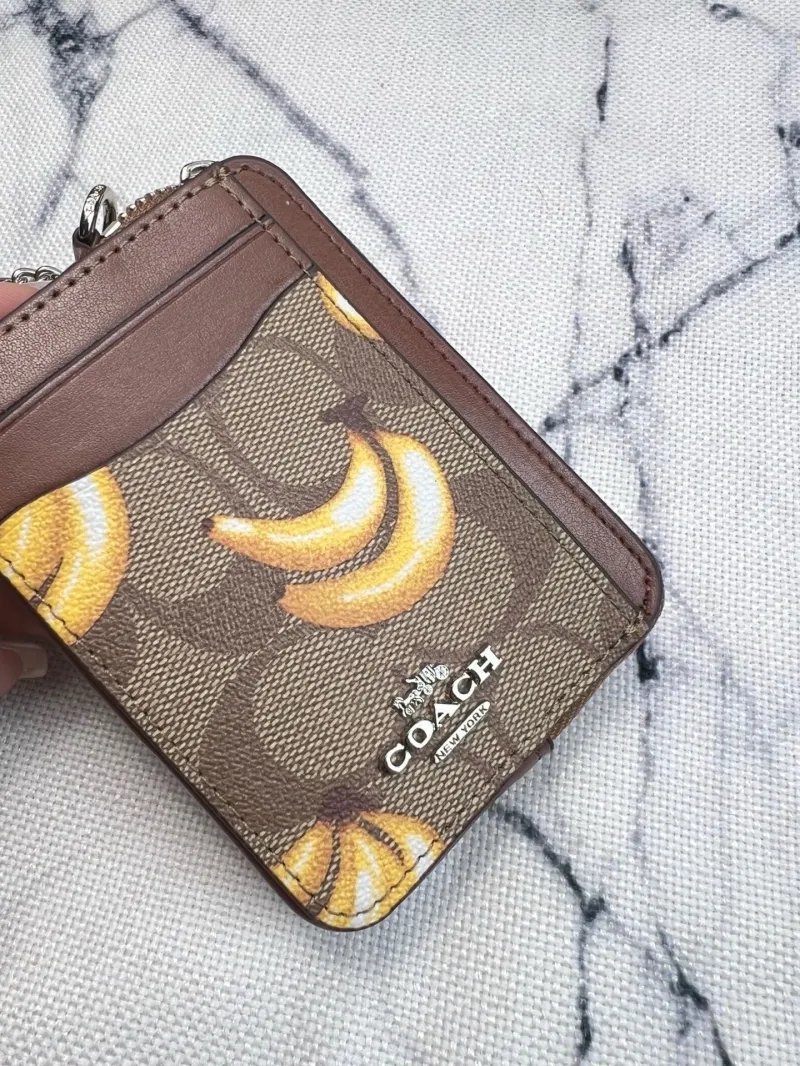 Coach Banana Print Zip Chain Card Case Wallet - Image 4