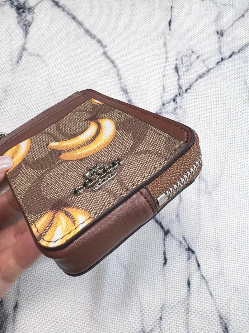 Coach Banana Print Zip Chain Card Case Wallet - Image 5