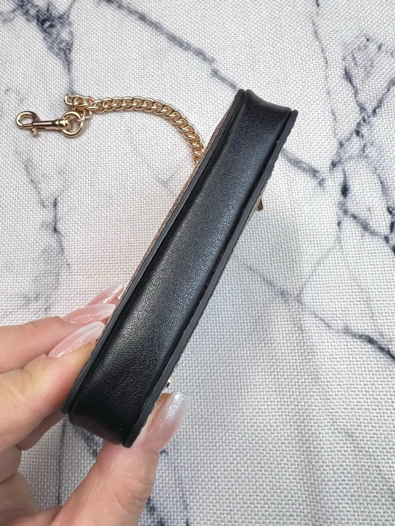 Coach Brown Black Zip Card Case with Chain - Image 8