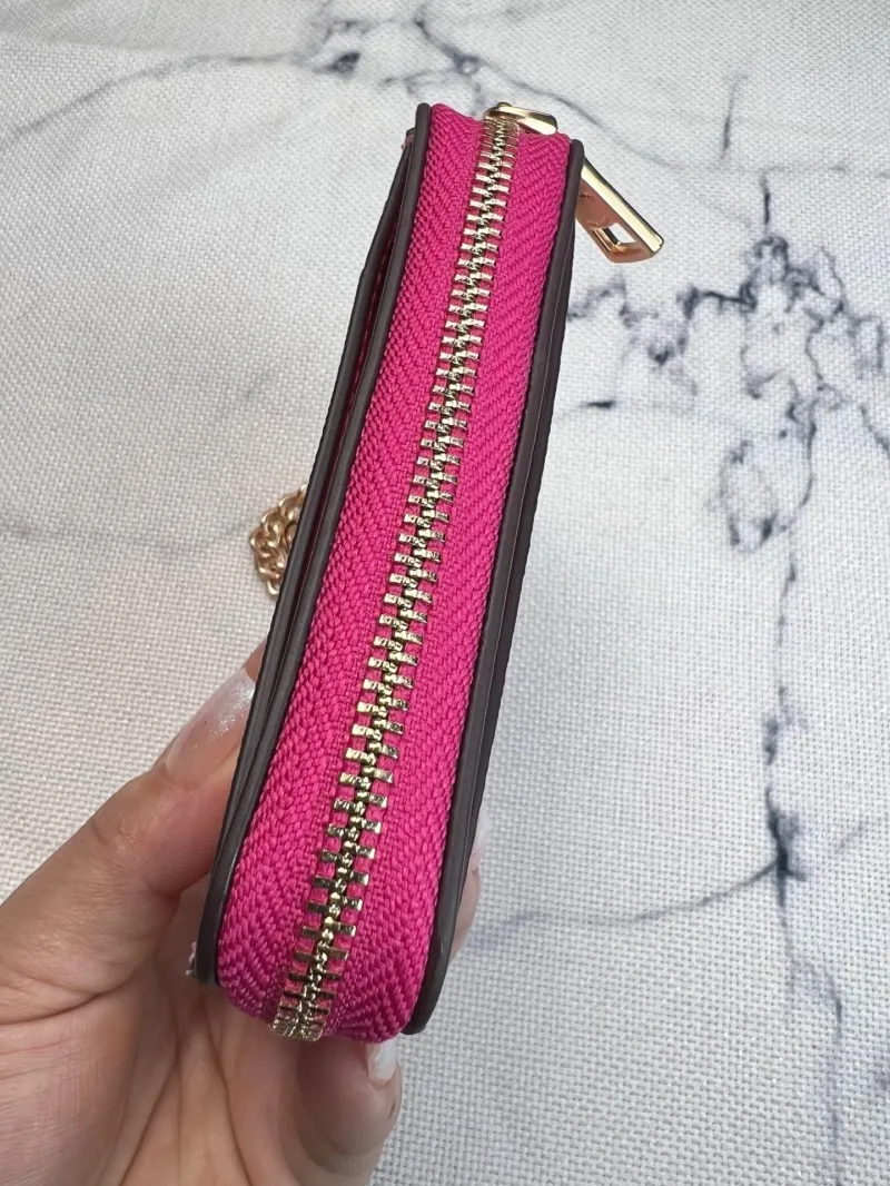 Coach Pink Cherry Print Zip Card Case Wallet - Image 7