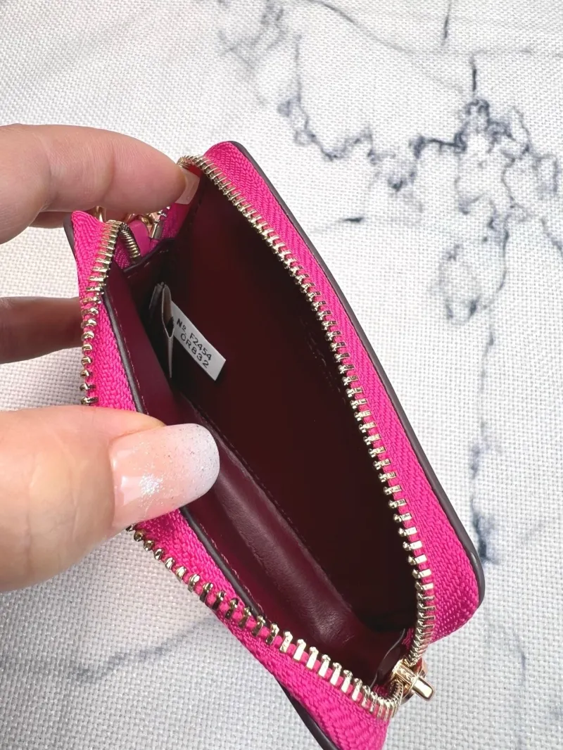 Coach Pink Cherry Print Zip Card Case Wallet - Image 9