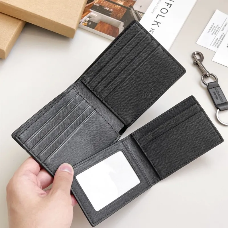 Coach Black Leather Wallet Keychain Set - Image 6