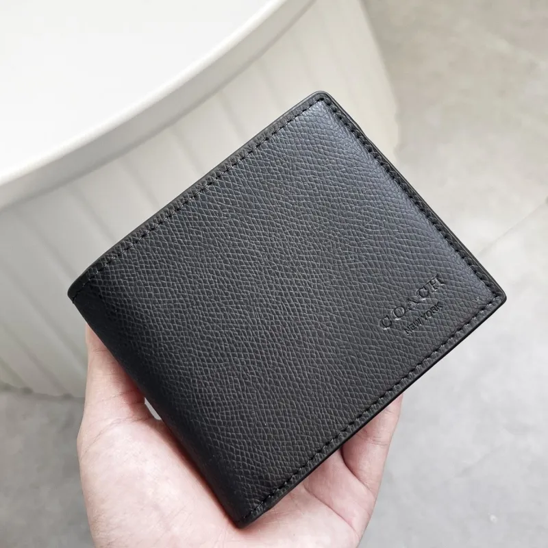 Coach Black Leather Wallet Keychain Set - Image 7