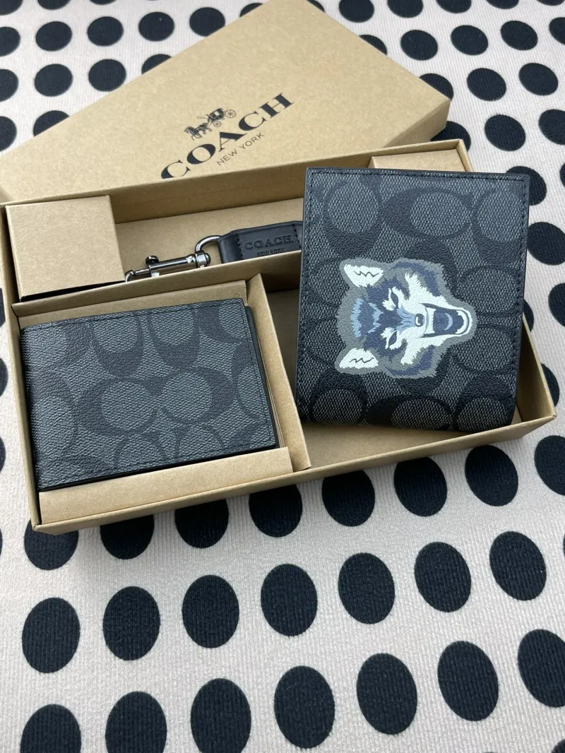 Alternative view of Coach Black Wolf Print Wallet Keychain Set