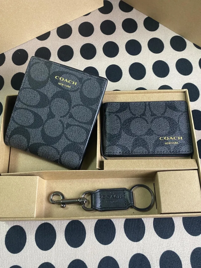 Coach Signature Wallet Card Case Keychain Set - Image 3