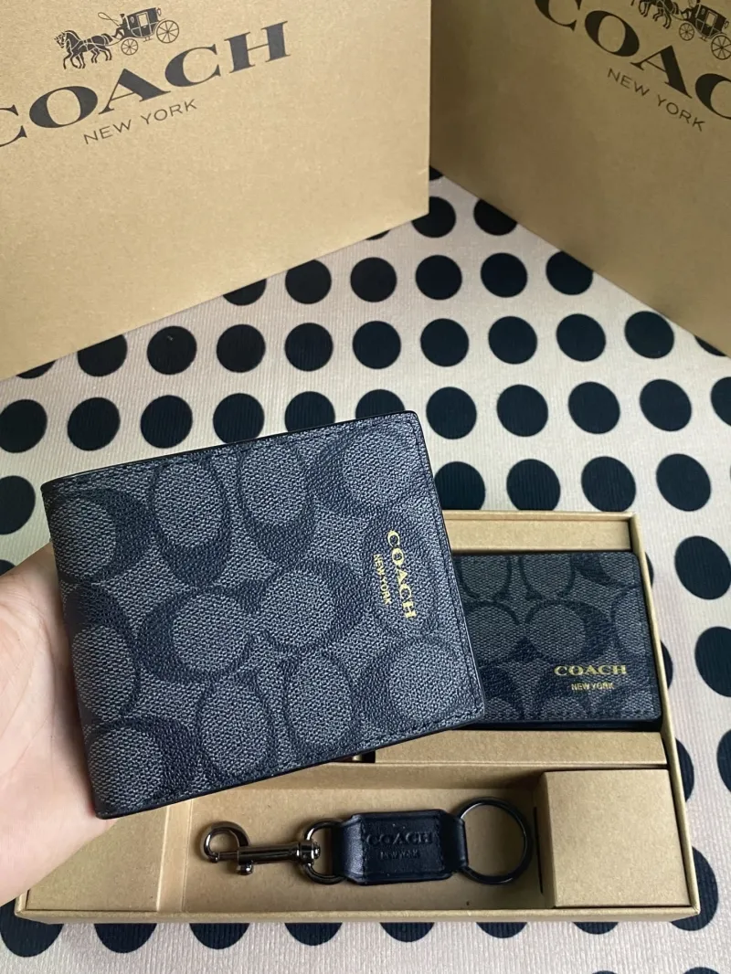 Coach Signature Wallet Card Case Keychain Set - Image 5