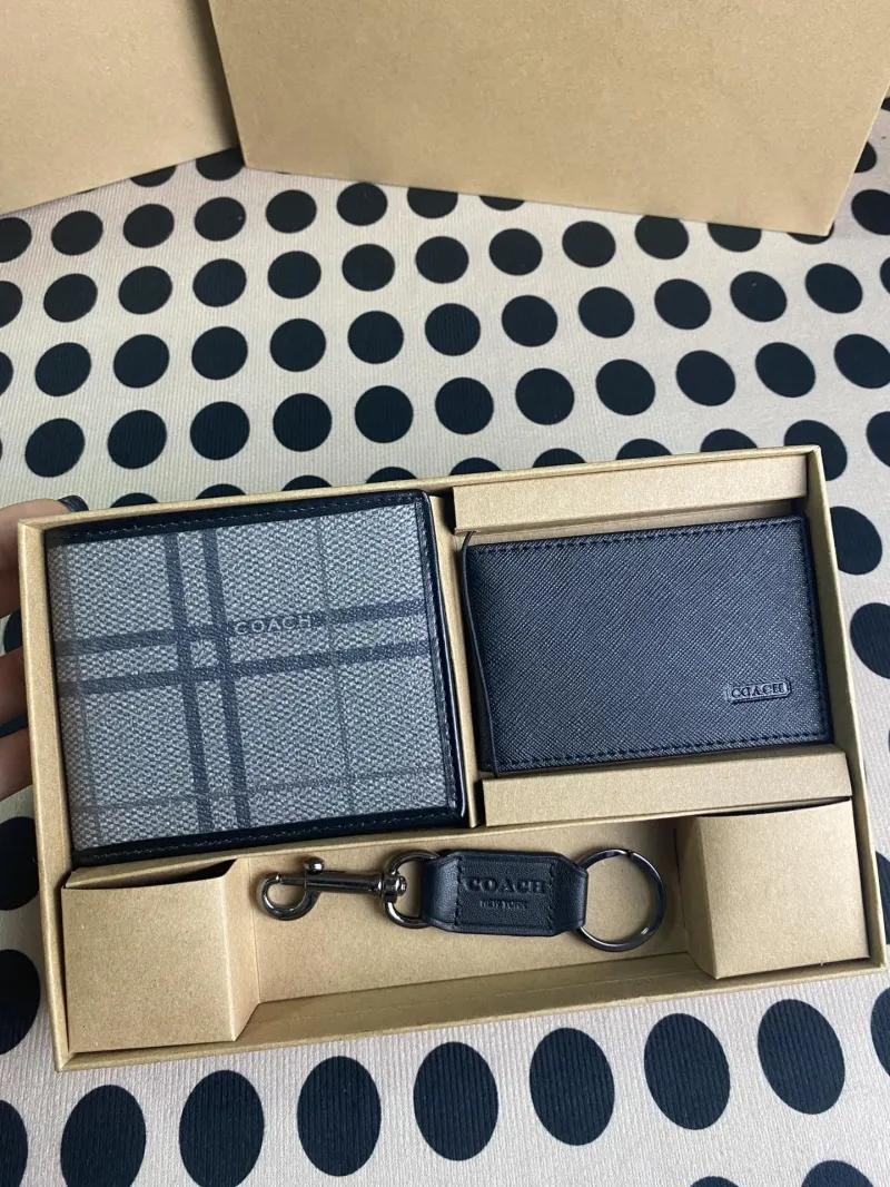 Alternative view of Coach Gray Black Wallet Keychain Gift Set