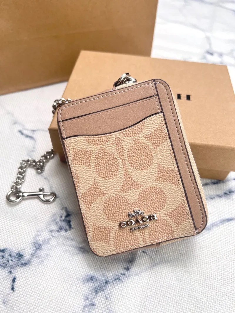 Alternative view of Coach Tan Zip Card Case with Chain