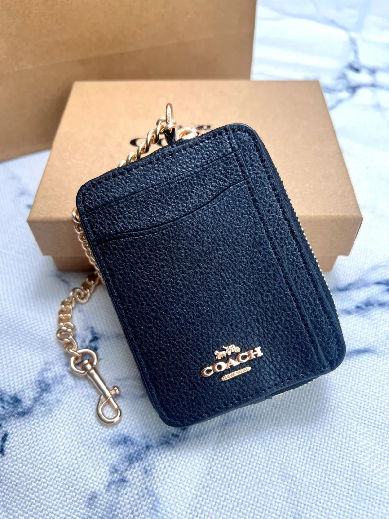 Alternative view of Coach Black Zip Card Holder with Chain