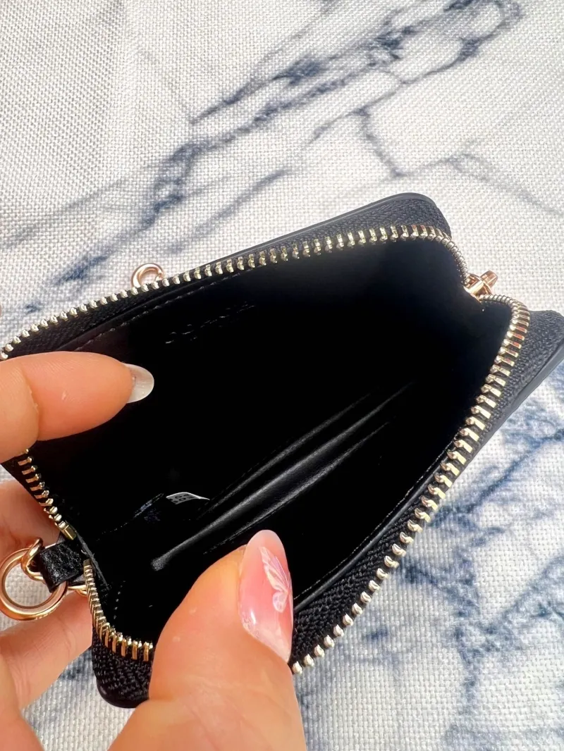 Coach Black Zip Card Holder with Chain - Image 9