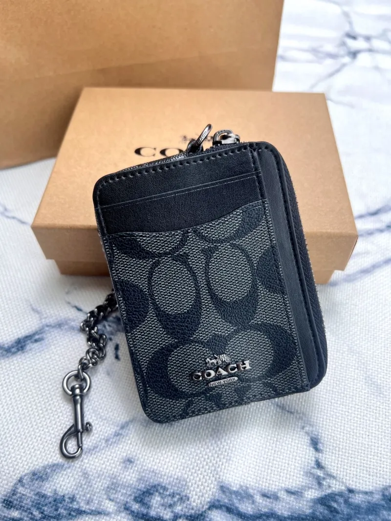 Alternative view of Coach Black Zip Card Case with Chain