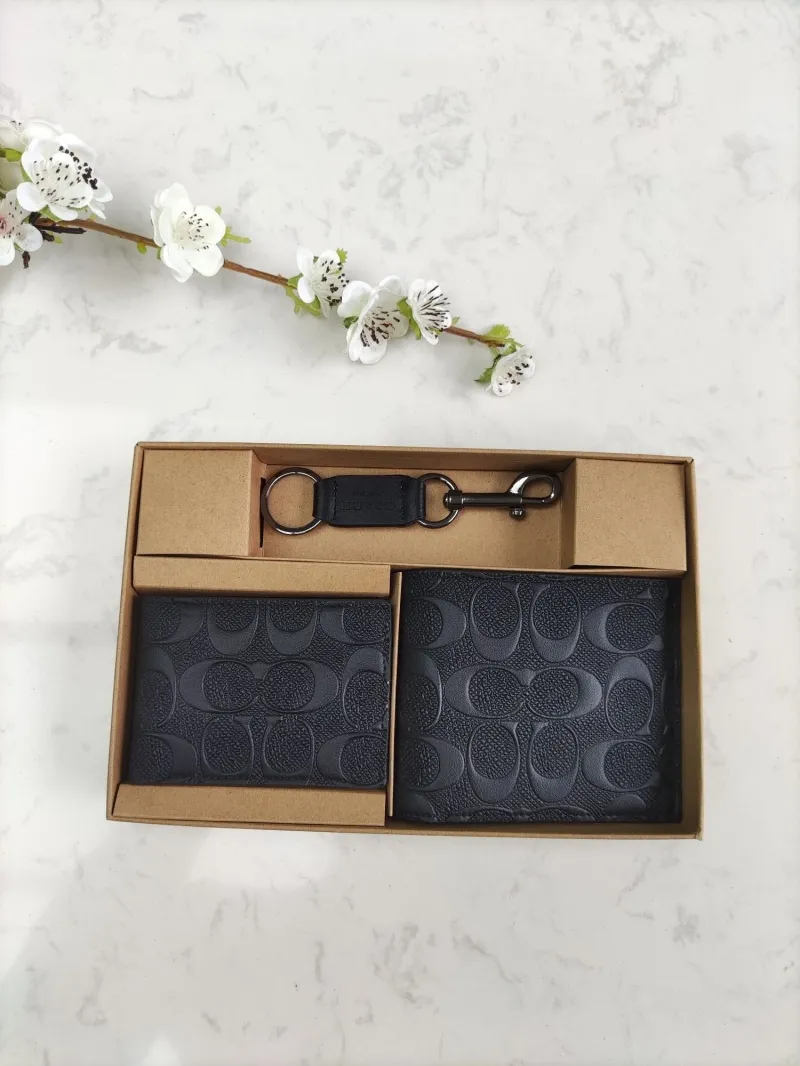 Alternative view of Coach Black Leather Wallet Keychain Set