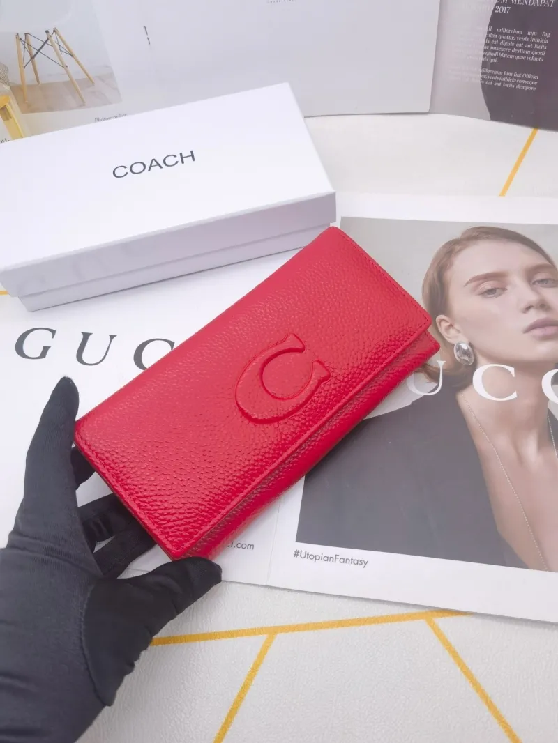 Coach Women's Red Leather Continental Wallet - Image 5
