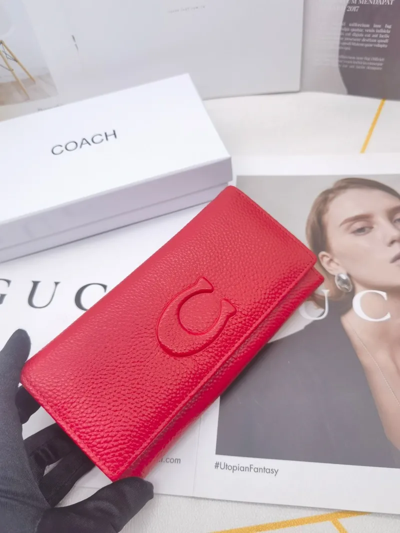 Coach Women's Red Leather Continental Wallet - Image 6