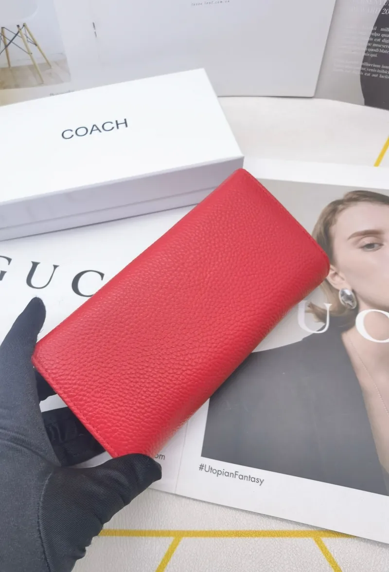 Coach Women's Red Leather Continental Wallet - Image 8