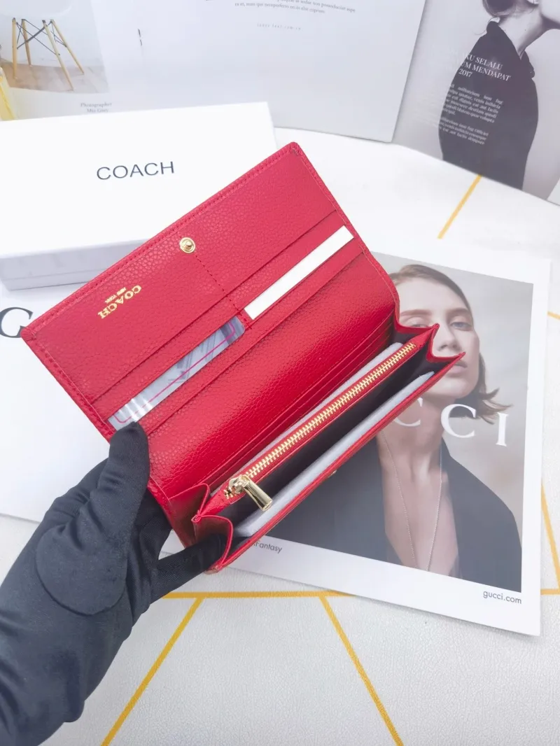 Coach Women's Red Leather Continental Wallet - Image 9