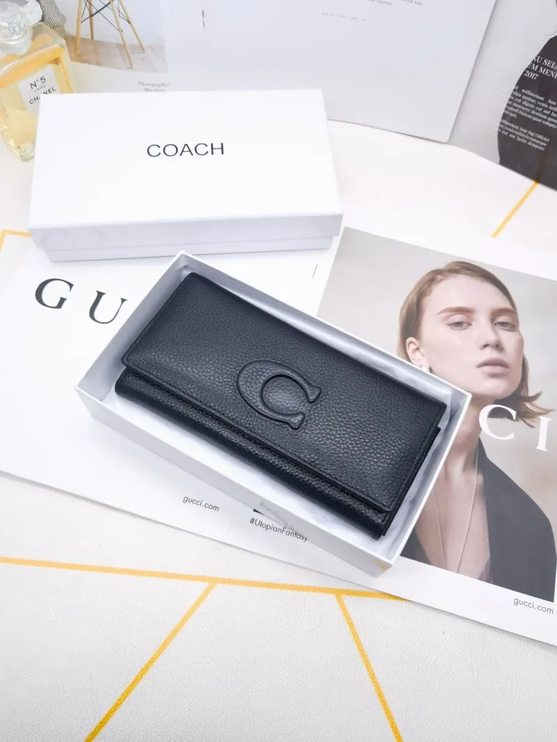 Coach Pebbled Leather Long Wallet - Image 3