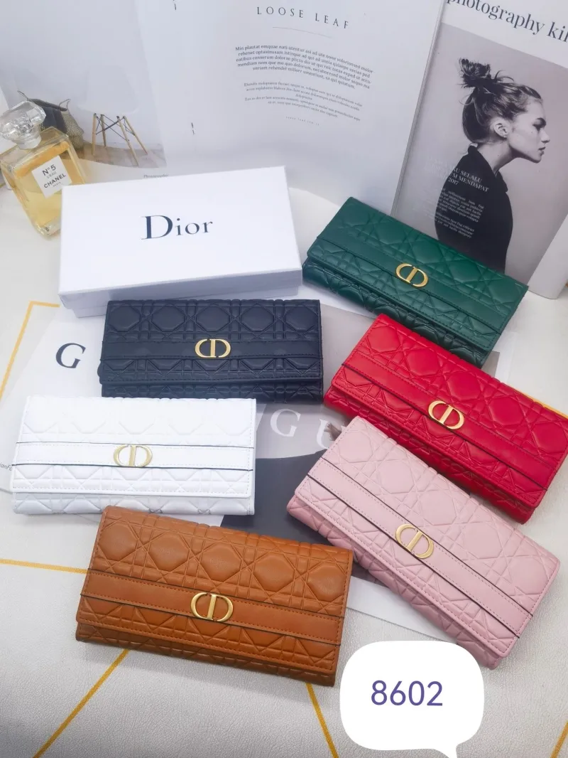 Dior 8602 Green Leather Long Wallet