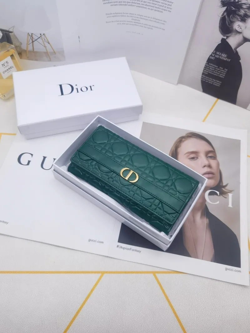 Dior 8602 Green Leather Long Wallet - Image 3