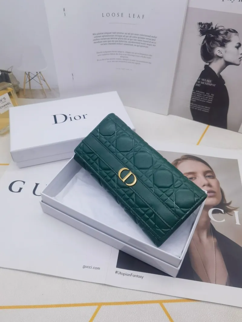 Dior 8602 Green Leather Long Wallet - Image 4