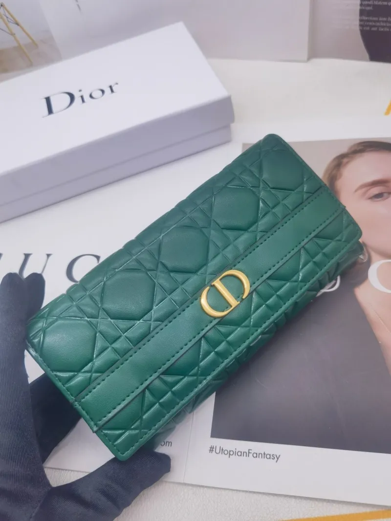 Dior 8602 Green Leather Long Wallet - Image 6