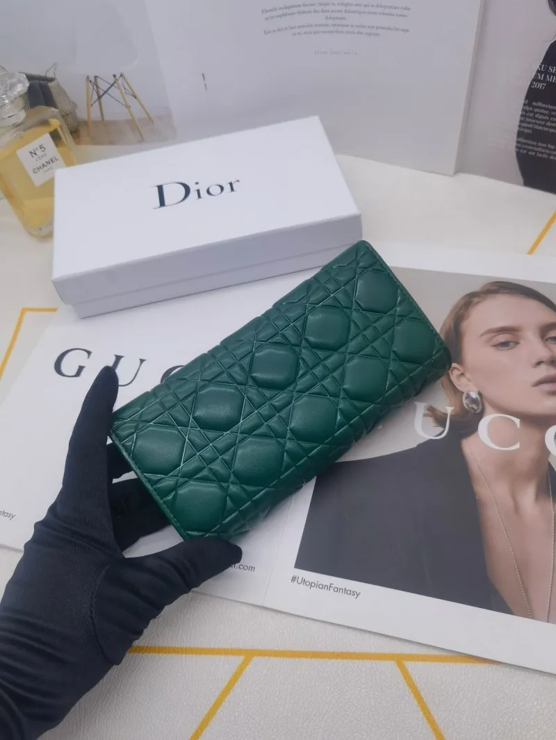 Dior 8602 Green Leather Long Wallet - Image 8
