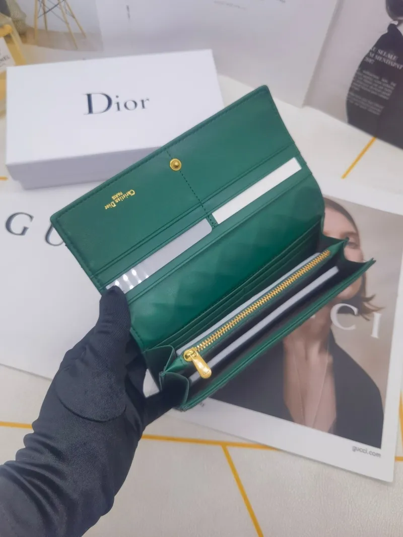 Dior 8602 Green Leather Long Wallet - Image 9