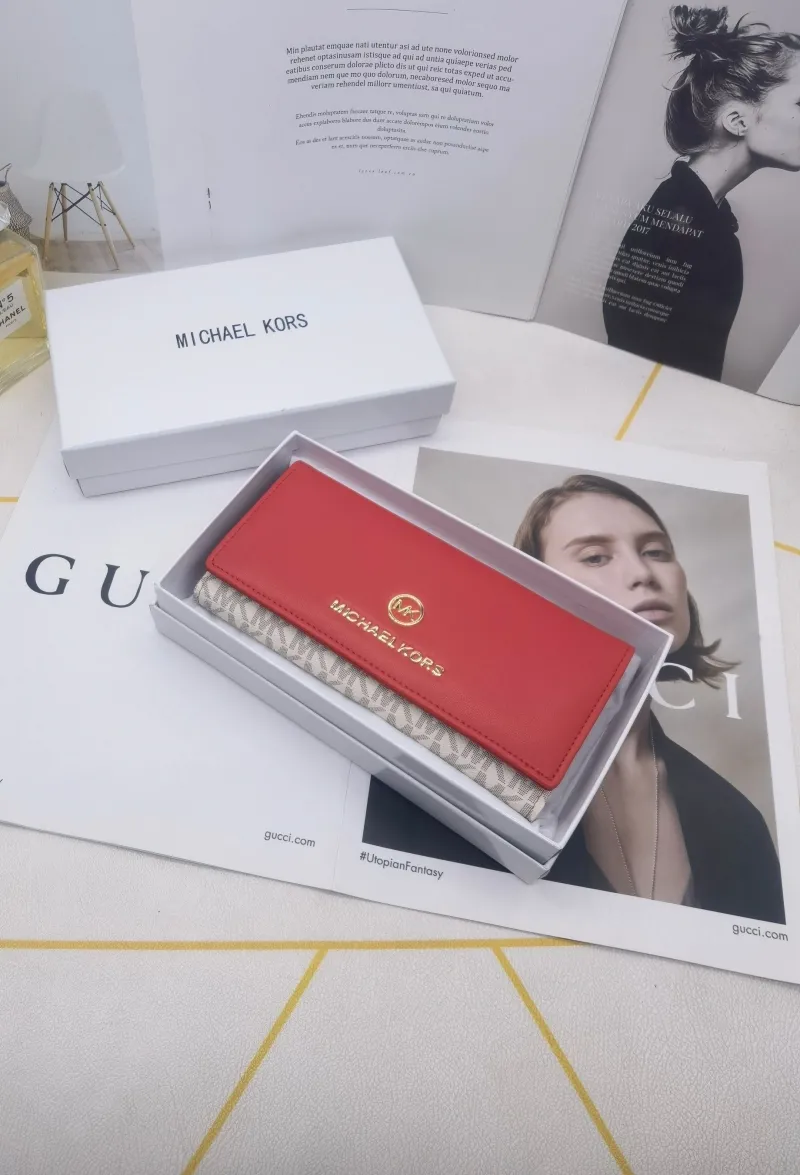 Michael Kors Women's Long Leather Wallet Red - Image 3