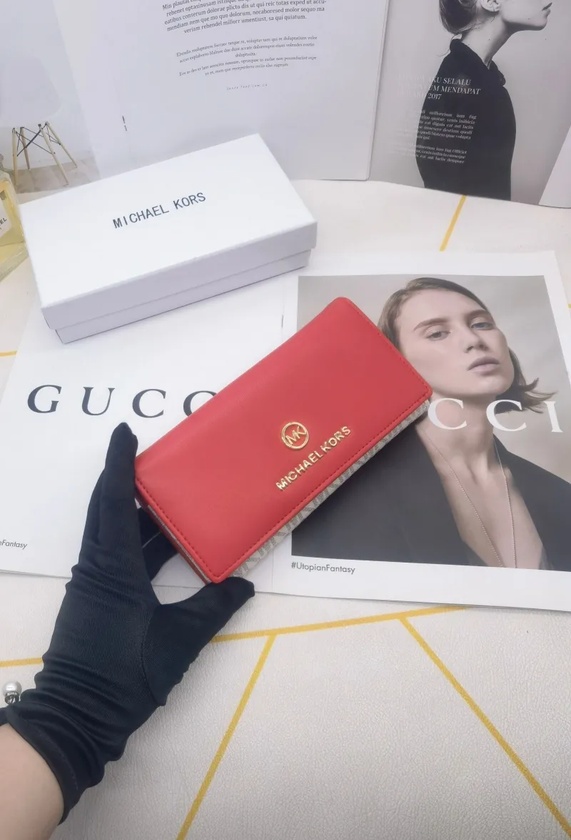 Michael Kors Women's Long Leather Wallet Red - Image 5
