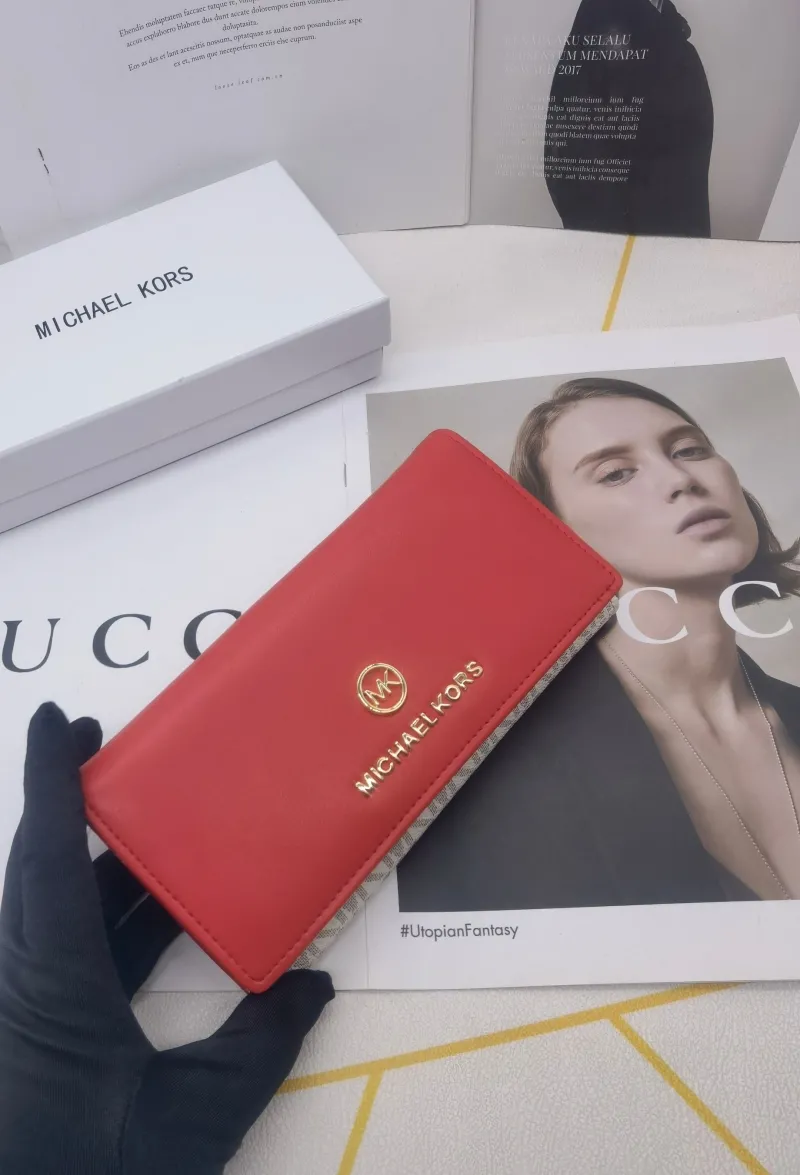 Michael Kors Women's Long Leather Wallet Red - Image 6