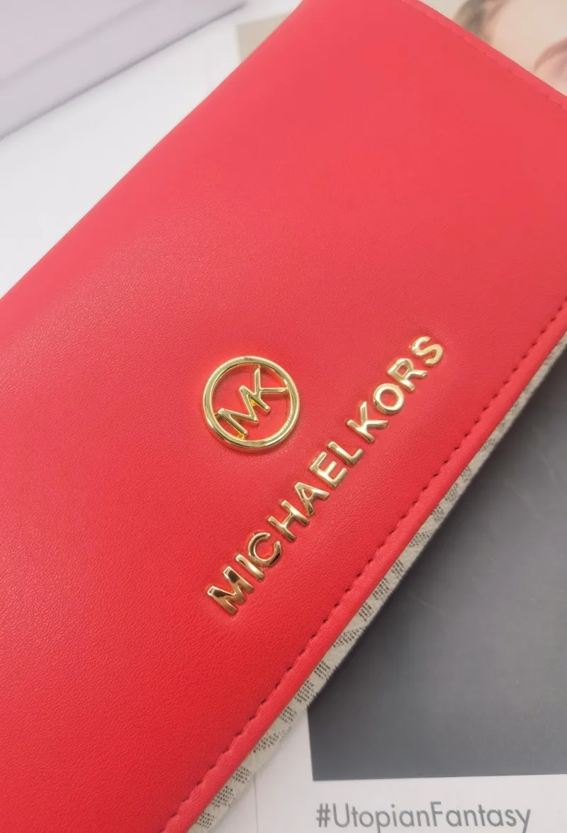 Michael Kors Women's Long Leather Wallet Red - Image 7