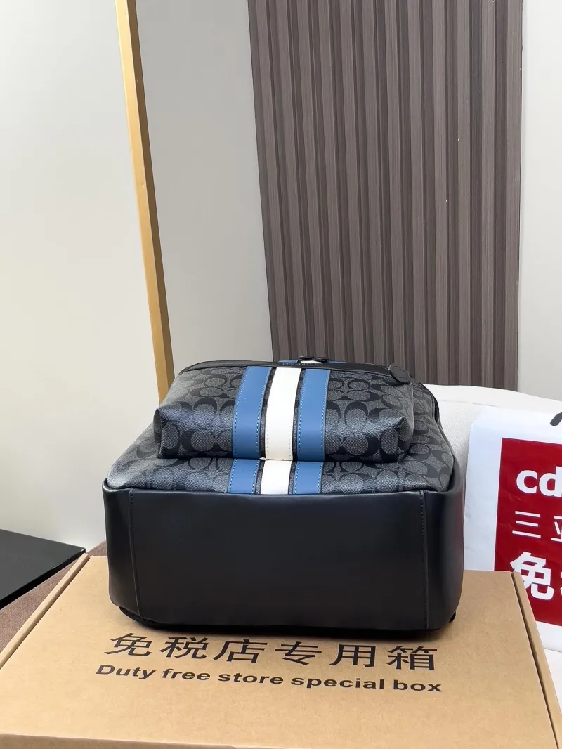 Coach Black Signature Stripe Backpack - Image 3